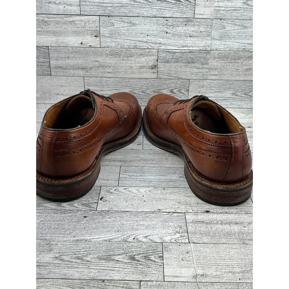 Beckett Simonon Yates Tan Leather Wingtip Brogue Oxford Dress Shoes Men Sz 10.5